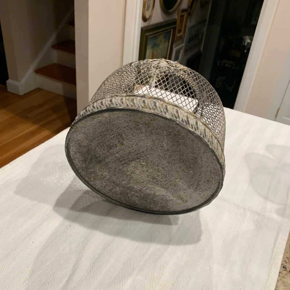 French Style Lantern Metal Vintage Shabby Chic in Aged Gray